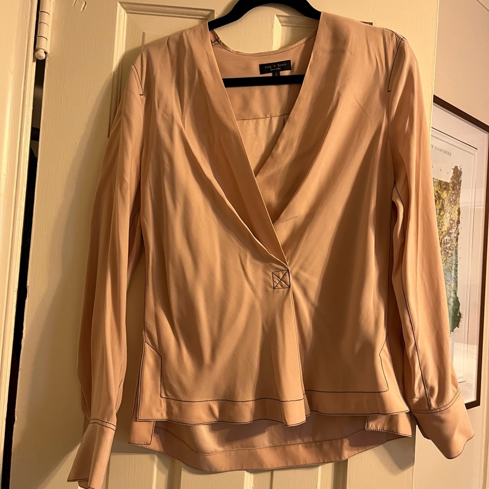 Rag & Bone light pink blouse size small 100% silk